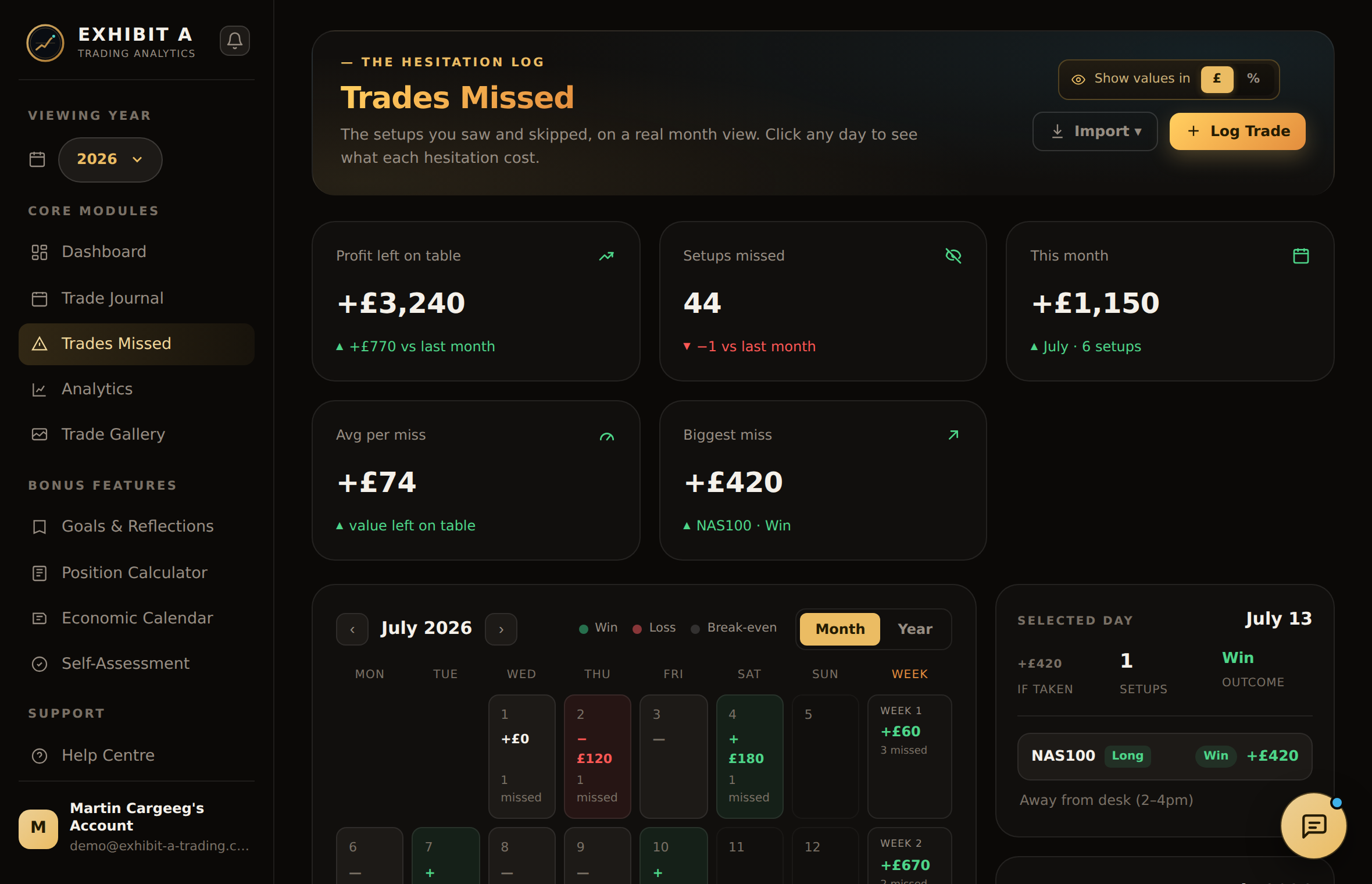 Exhibit A trades-missed ledger